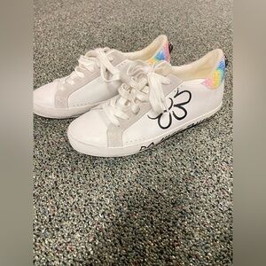 Kurt Geiger White Sneakers with Rainbow Heel Accent